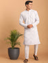 Vastramay Men's Aqua Blue Mirror Kurta Pant Set